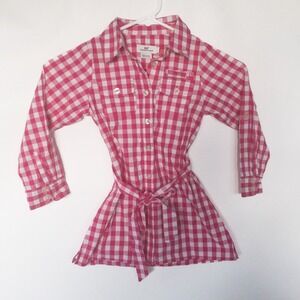 Vineyard Vines Dress Girls 4T Gingham Shirt Belted Long‎ Sleeve New With Tags
